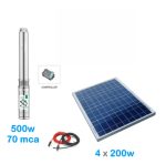 Kit Bomba Solar Kit Bombeo Solar 2.3m3/hr 70mca 500W Pozo Profundo