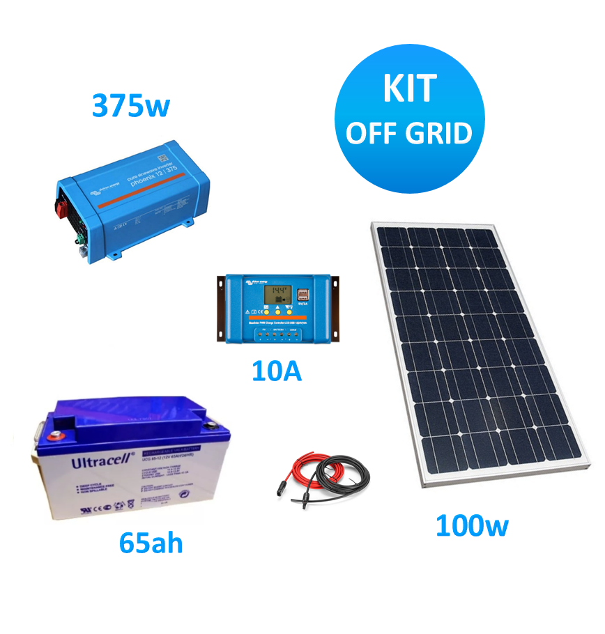 Kit-Off-Grid-375VA-12v Kit Solar Fotovoltaico Off Grid 375VA - Imagen 1