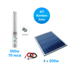 Kit Bomba Solar Kit Bombeo Solar 2.3m3/hr 70mca 500W Pozo Profundo
