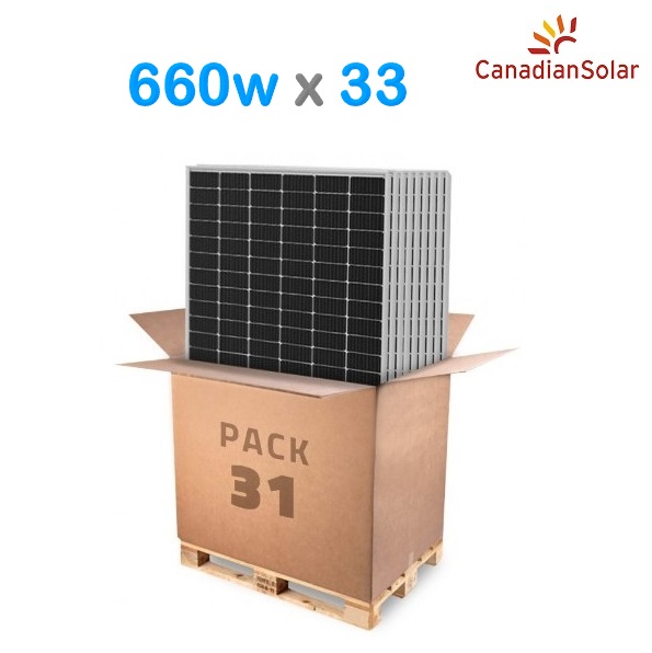 Pallet-660w-33-unidades Pallet Panel Solar 660w 24V Mono Canadian Bifacial - Imagen 1